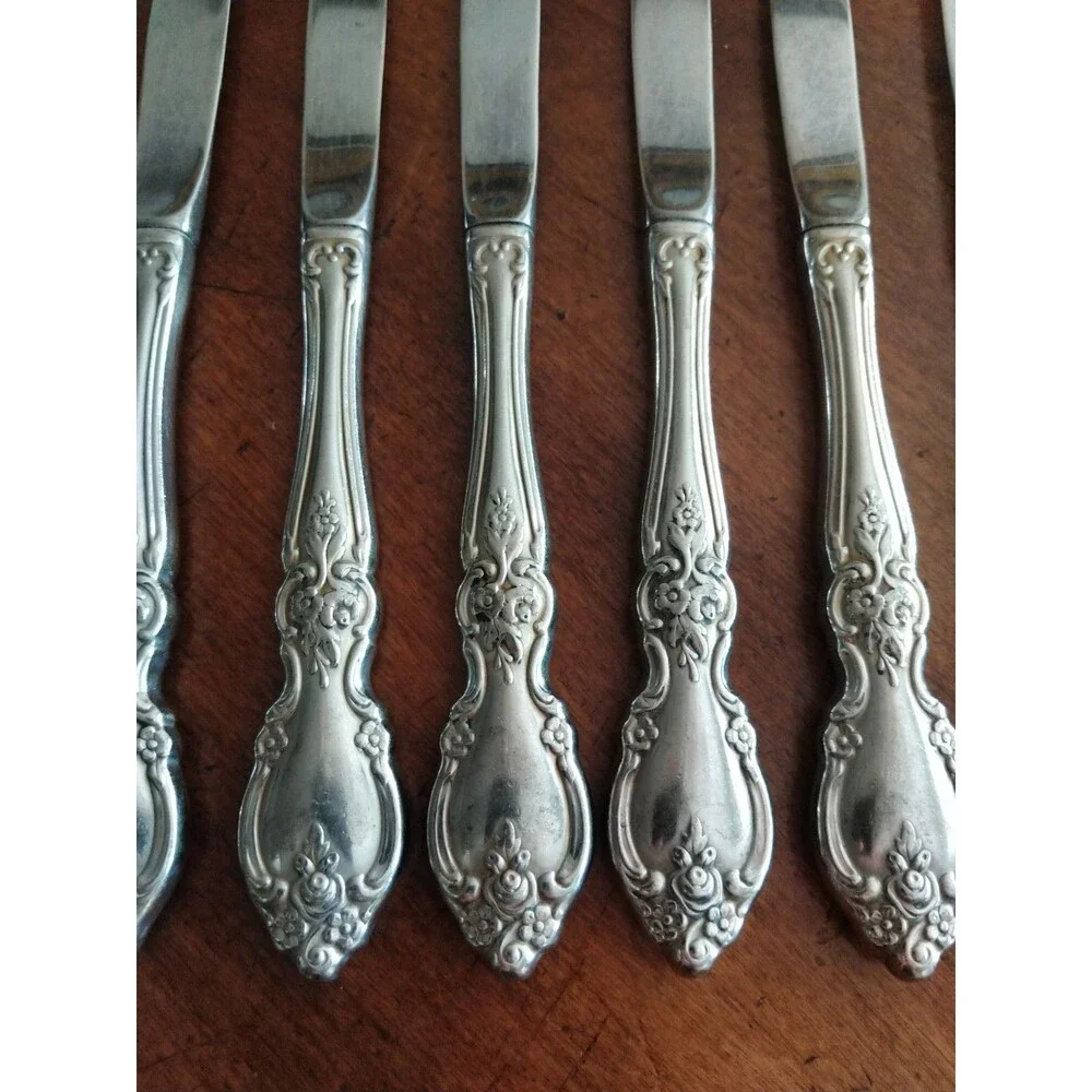 Lot of 6x Oneida Louisiana Serrated Steak Knives Stainless Flatware Knife 9.1